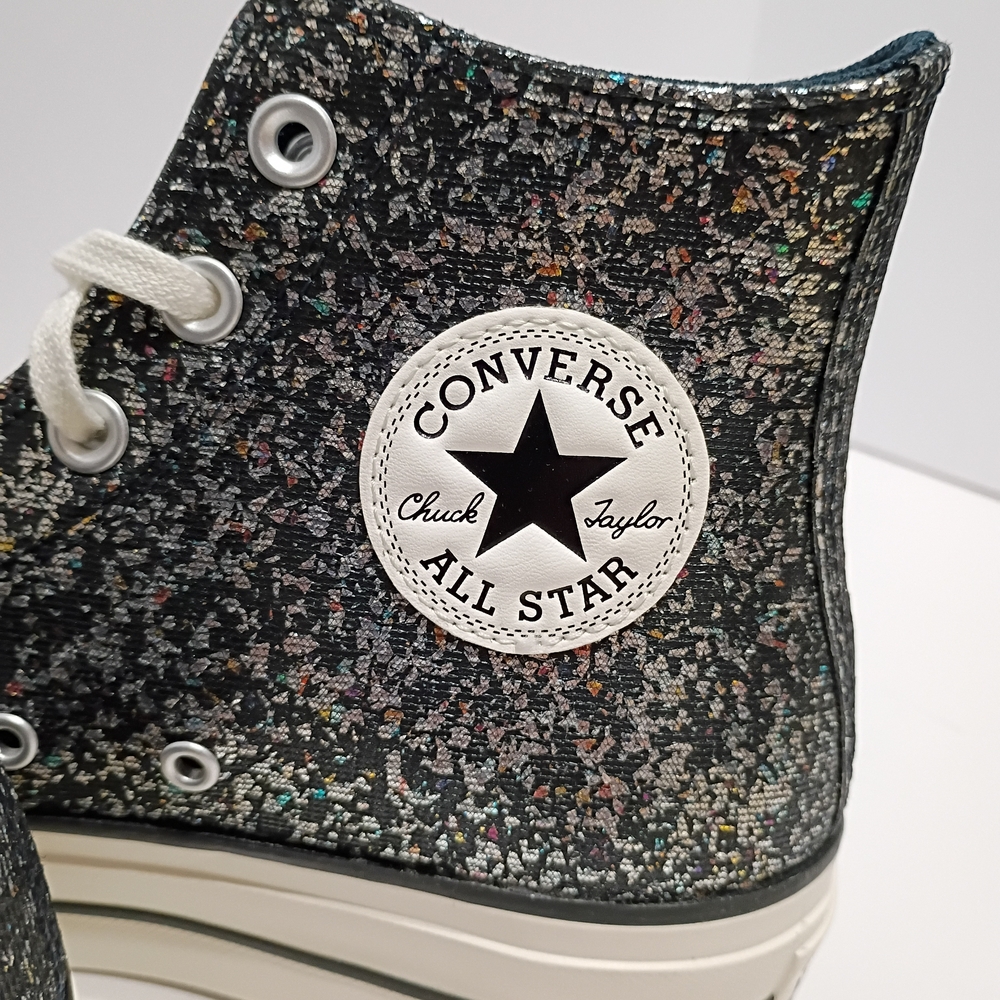 Converse CT All Star Into The Void Black Glitter Lift Platform Sneakers - Picture 7 of 9